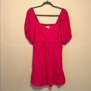 Nine West Pink Ruched Puff Sleeve Sundress
